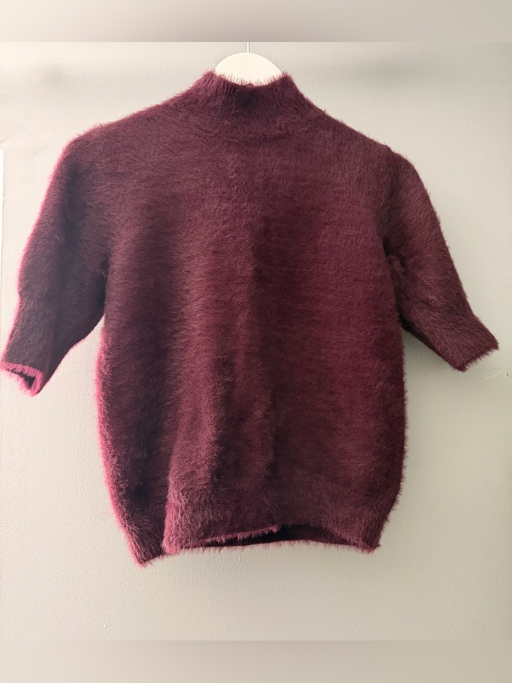 Marled Reunited Clothing Soft Fuzzy Mock Neck Short Sleeve Sweater Size Medium
